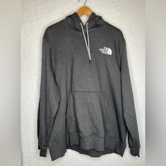 The North Face Never Stop Exploring Sweater Grey Solid Logo Pullover Hoodie - Picture 1 of 7